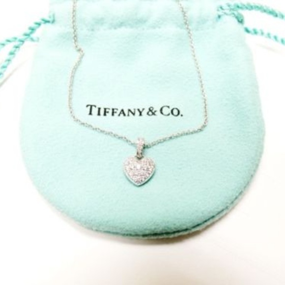 Tiffany & Co. Platinum Heart Pave Diamond Pendand - Picture 1 of 6